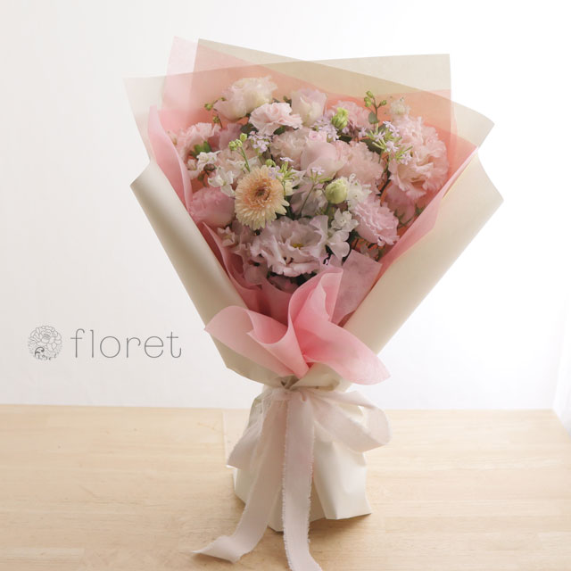 花束（おしゃれなラッピング）お任せピンク系サンプル画像A