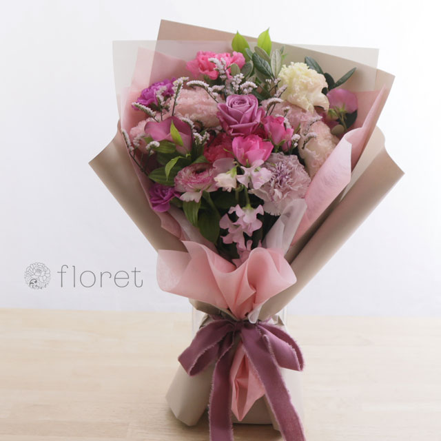 花束（おしゃれなラッピング）お任せピンク系サンプル画像E