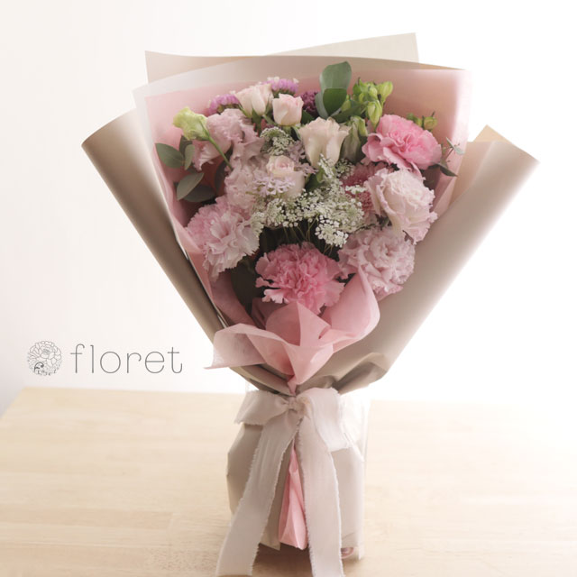 花束（おしゃれなラッピング）お任せピンク系サンプル画像Ⅾ