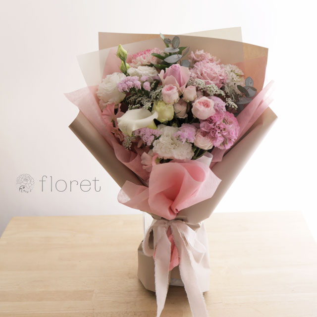 花束（おしゃれなラッピング）お任せピンク系サンプル画像G