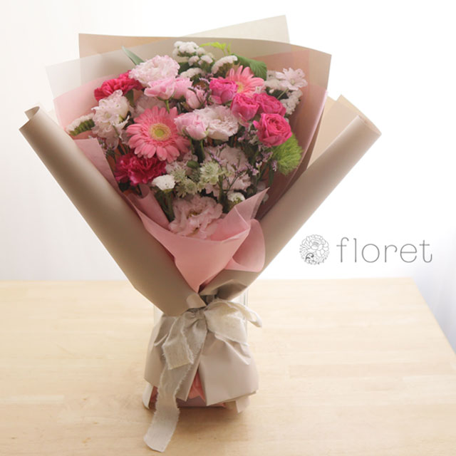 花束（おしゃれなラッピング）お任せピンク系サンプル画像H