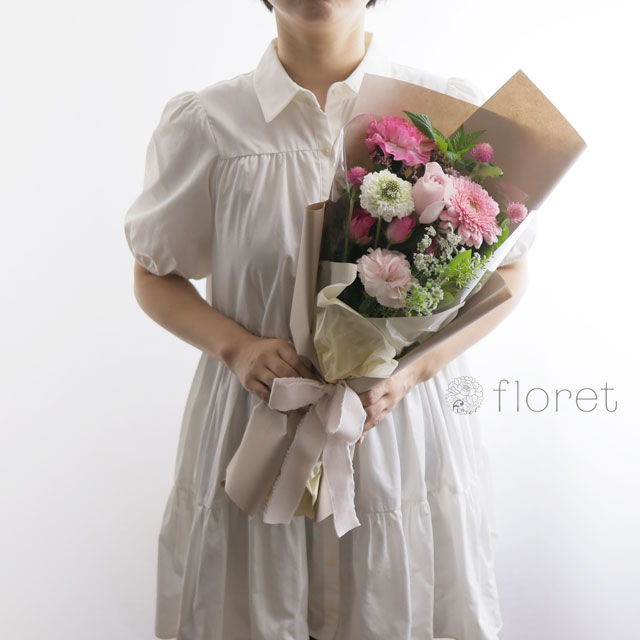 スリムな花束（お任せピンク系）