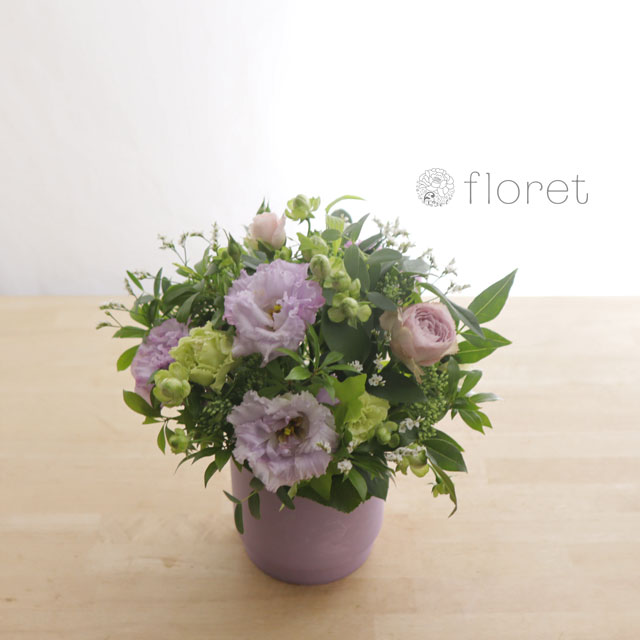 紫色ポットのラベンダーアレンジメント　サンプル画像H