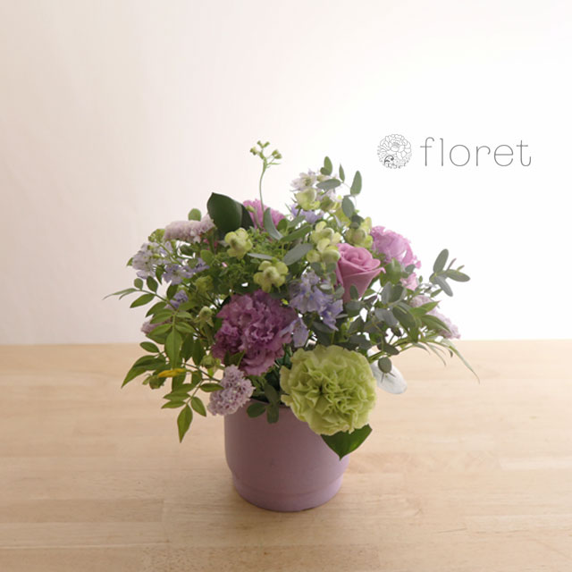 紫色ポットのラベンダーアレンジメント　サンプル画像B