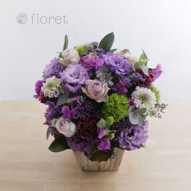 紫系デザイナーお任せアレンジメントＭ サンプル画像G