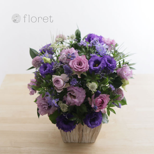 紫系デザイナーお任せアレンジメントＭ サンプル画像A
