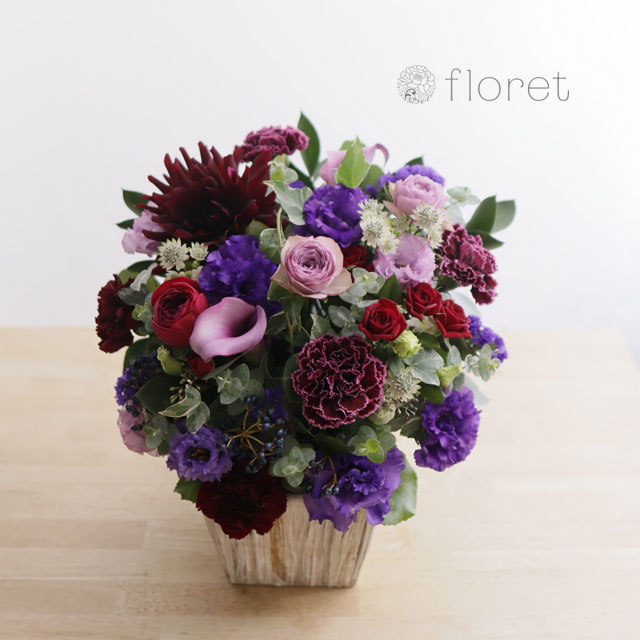 紫系デザイナーお任せアレンジメントＭ サンプル画像E