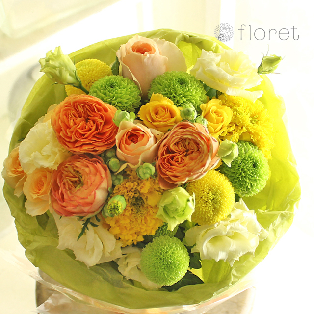 黄色 オレンジの花を使ったフラワーギフト フラワーギフト 花の通販サイト Floret フロレット
